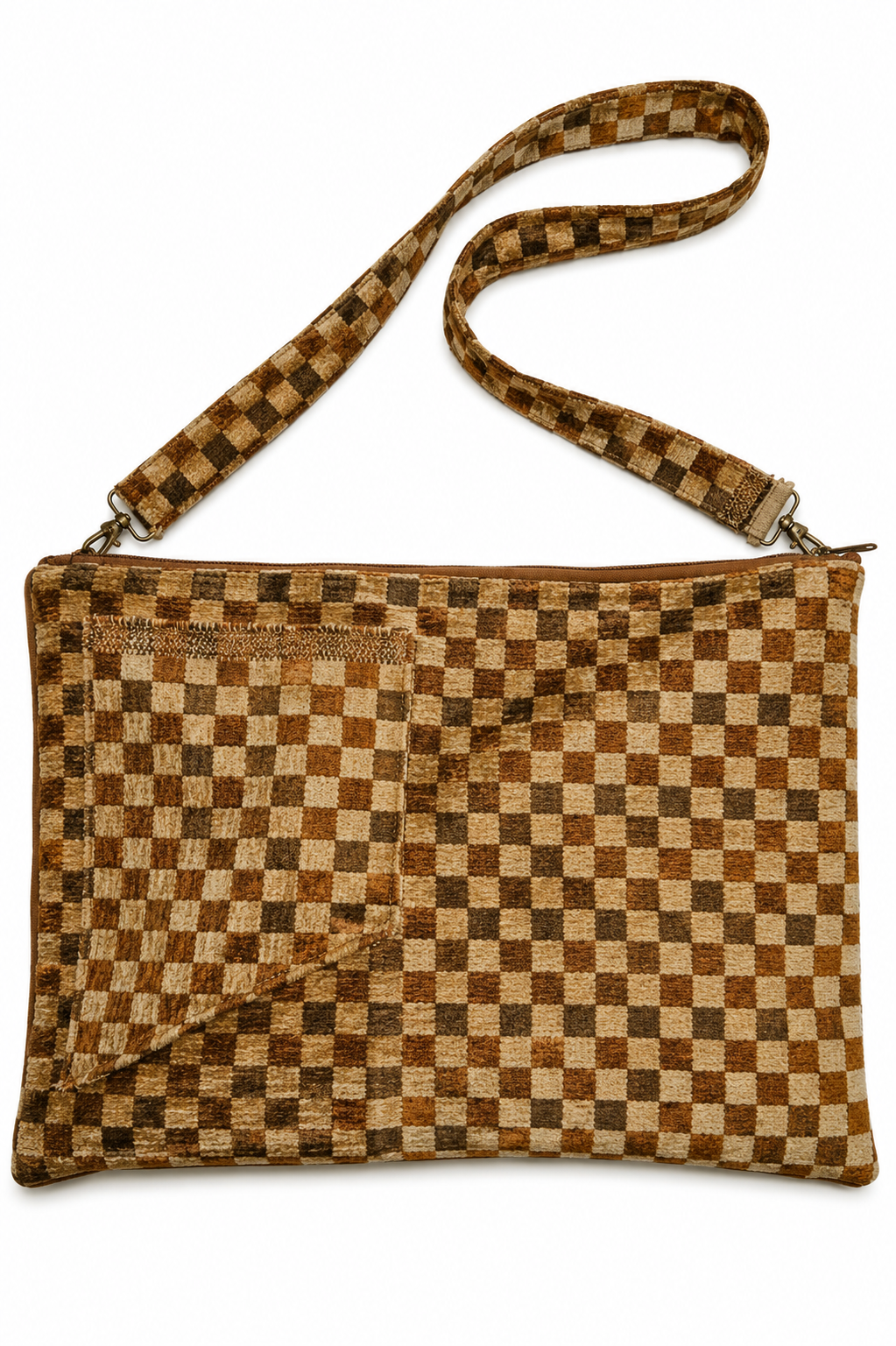 The Porcini Checkered Trench Tote